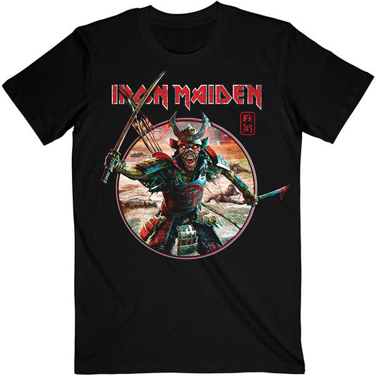 Iron Maiden Unisex T-Shirt: Senjutsu Eddie Warrior Circle T-Shirt