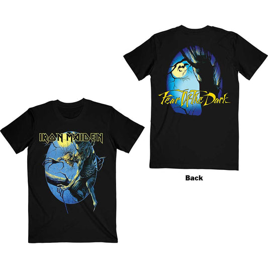 Iron Maiden Unisex T-Shirt: Fear of the Dark Oval Eddie Moon (Back Print) T-Shirt