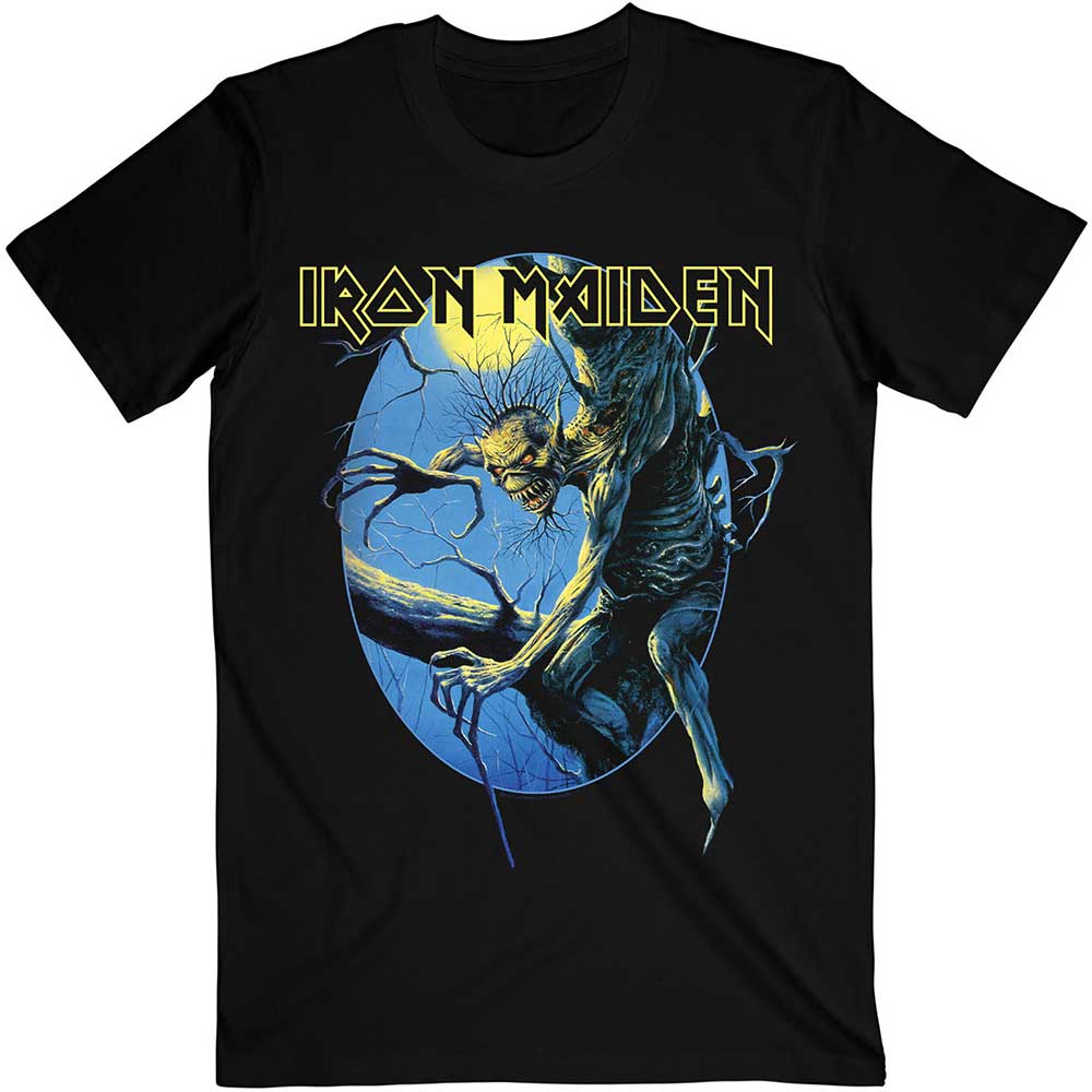 Iron Maiden Unisex T-Shirt: Fear of the Dark Oval Eddie Moon (Back Print) T-Shirt