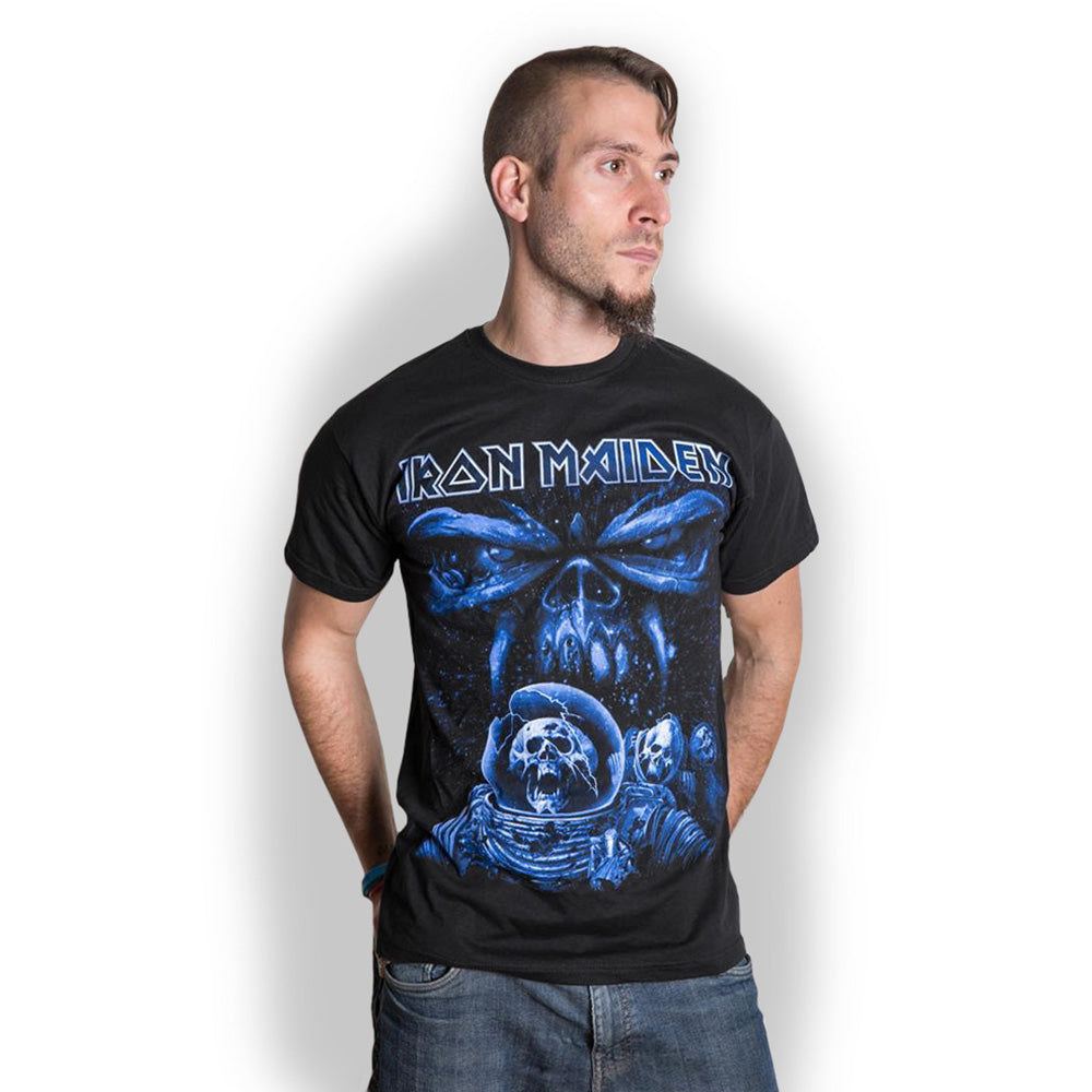 Iron Maiden Unisex T-Shirt: Final Frontier Blue Album Spaceman T-Shirt
