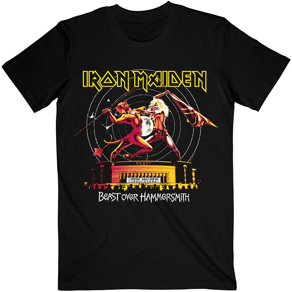 Iron Maiden Unisex T-Shirt: Beast Over Hammersmith Eddie & Devil Tonal T-Shirt