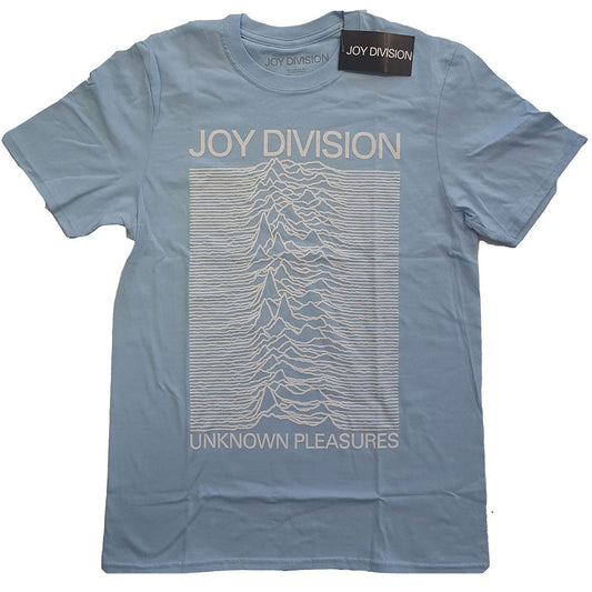 Joy Division Unisex T-Shirt: Unknown Pleasures White On Blue T-Shirt