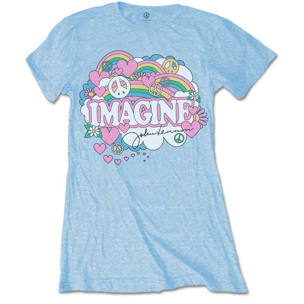John Lennon Ladies T-Shirt: Rainbows, Love & Peace T-Shirt