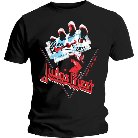 Judas Priest Unisex T-Shirt: British Steel Hand Triangle T-Shirt