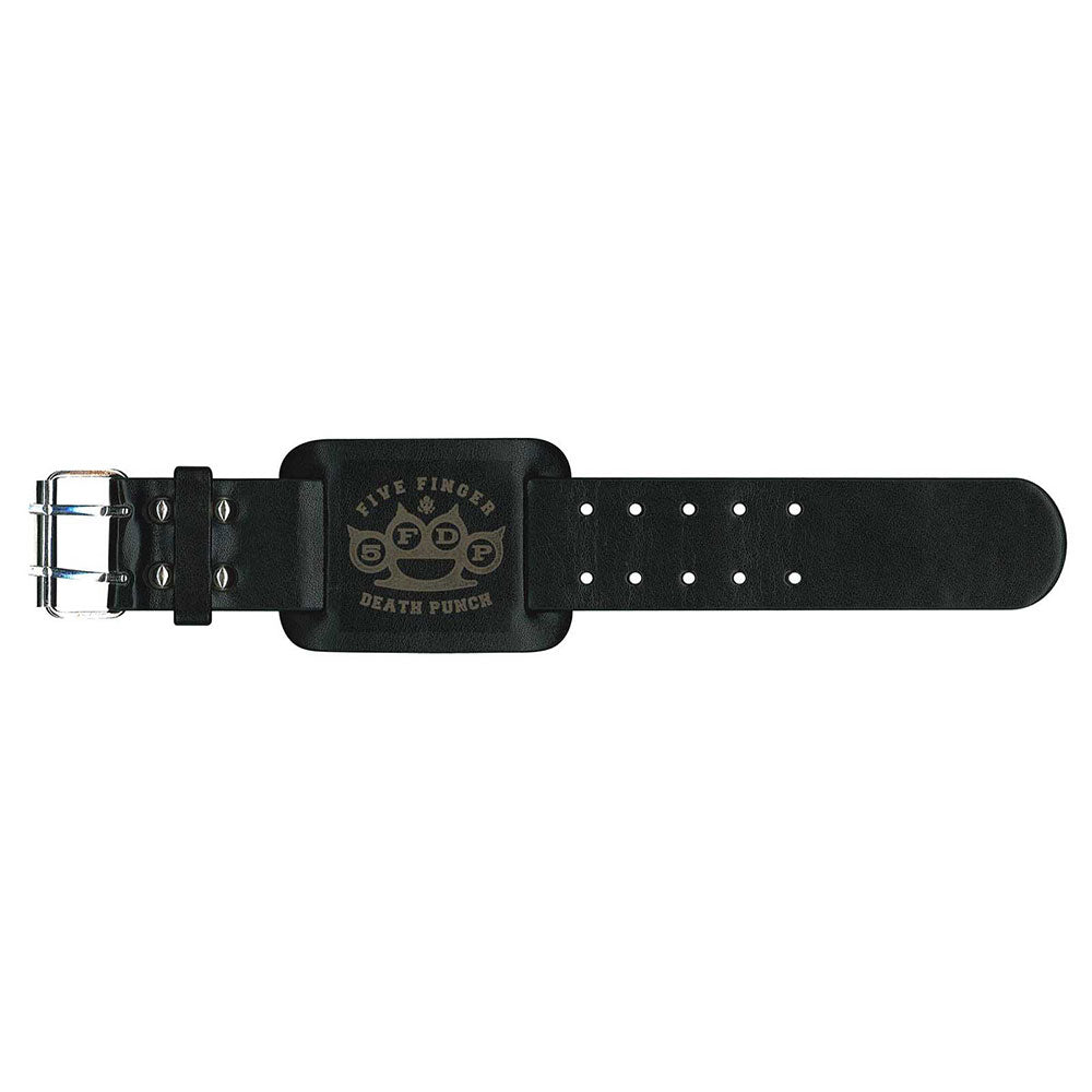 Five Finger Death Punch Leather Wrist Strap: Knuckles Leren polsband