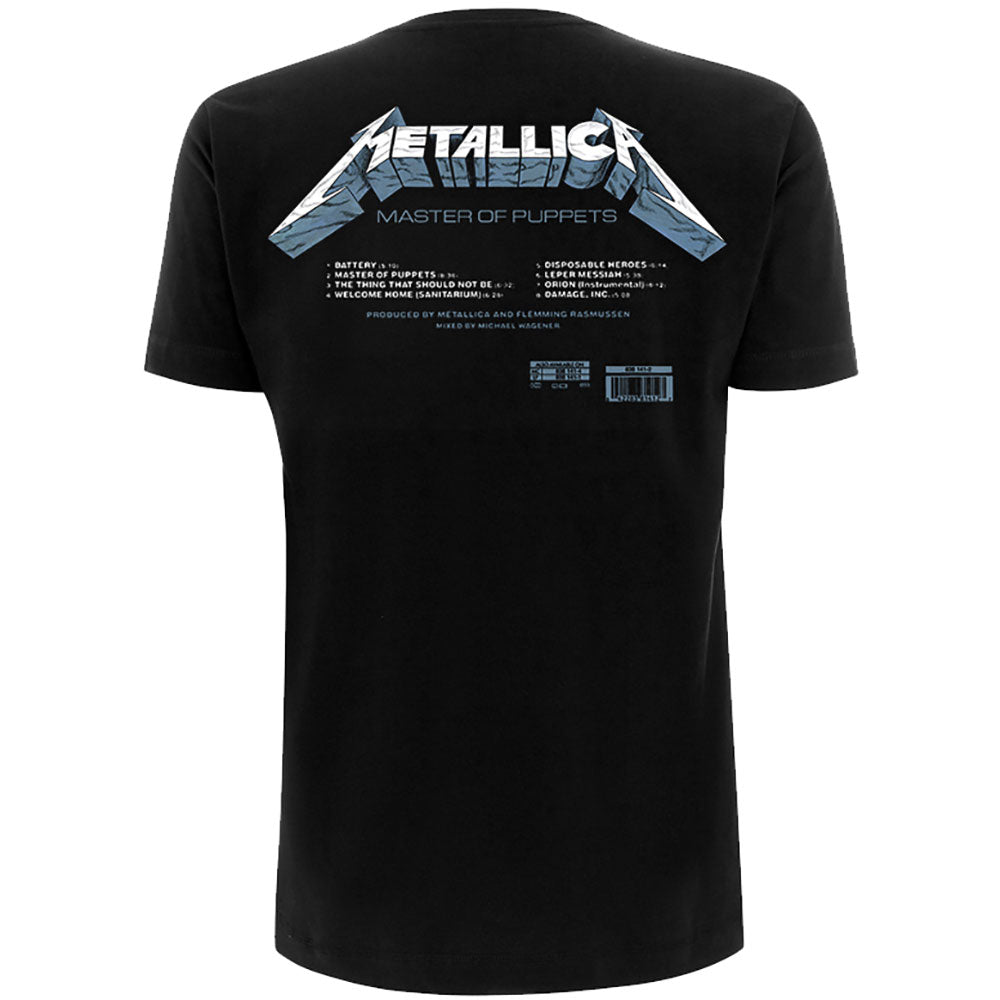 Metallica Unisex T-Shirt: Master of Puppets Tracks (Back Print) T-Shirt