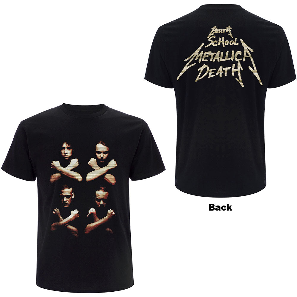Metallica Unisex T-Shirt: Birth Death Crossed Arms (Back Print) T-Shirt