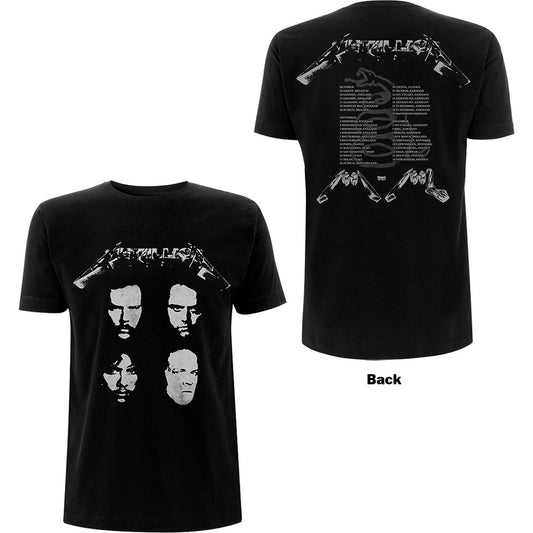 Metallica Unisex T-Shirt: 4 Faces (Back Print) T-Shirt
