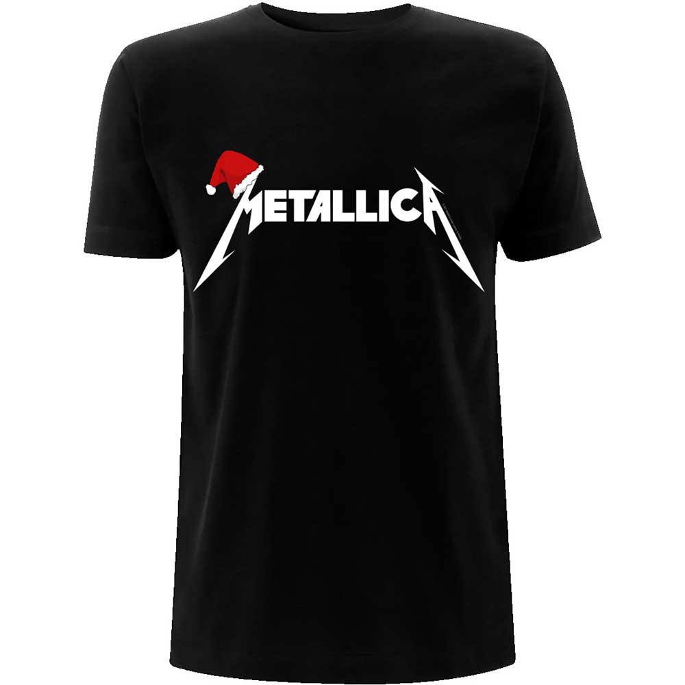 Metallica Unisex T-Shirt: Santa Hat Logo T-Shirt