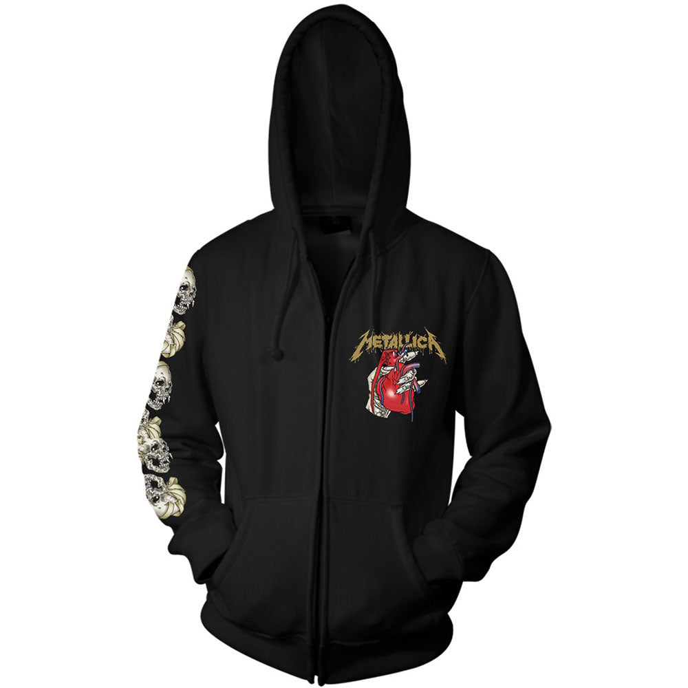 Metallica Unisex Zipped Hoodie: Heart Explosive (Back Print) Ritshoodie