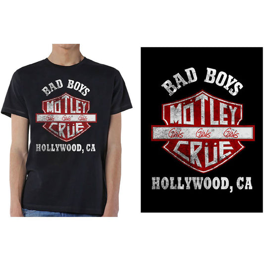 Motley Crue Unisex T-Shirt: Bad Boys Shield T-Shirt