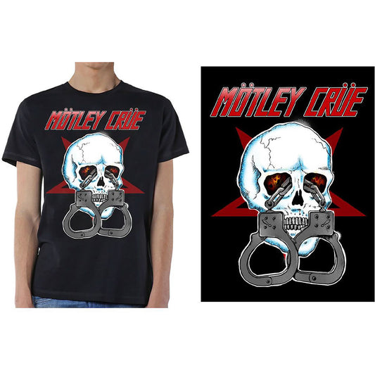 Motley Crue Unisex T-Shirt: Skull Cuffs 2 T-Shirt