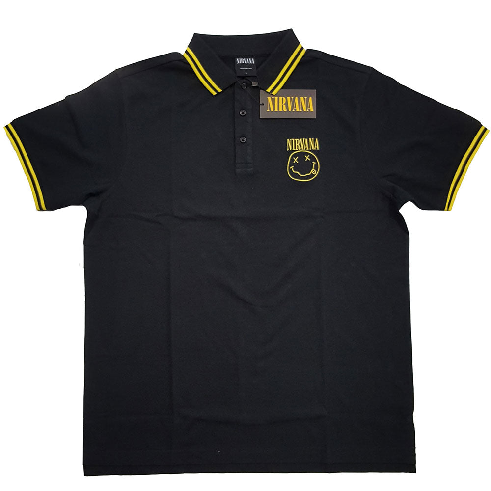Nirvana Unisex Polo Shirt: Happy Face Polo Shirt