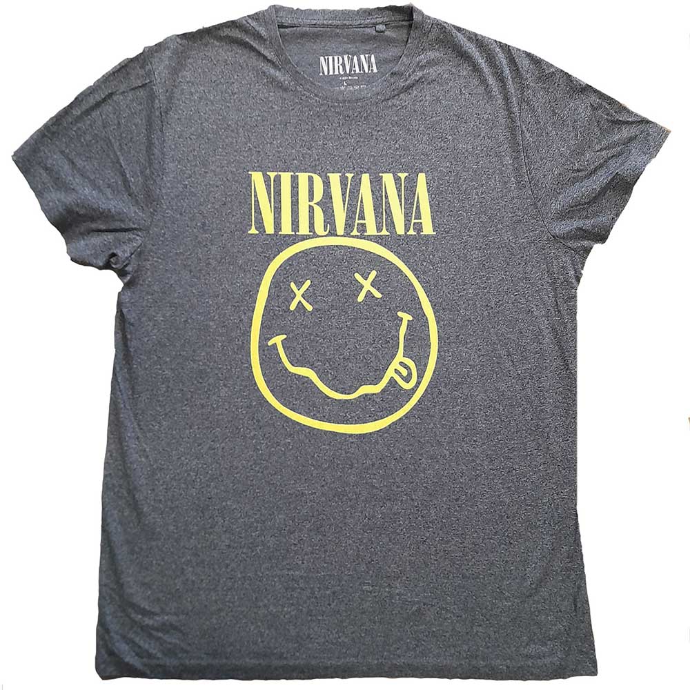 Nirvana Unisex T-Shirt: Yellow Happy Face (Back Print) T-Shirt
