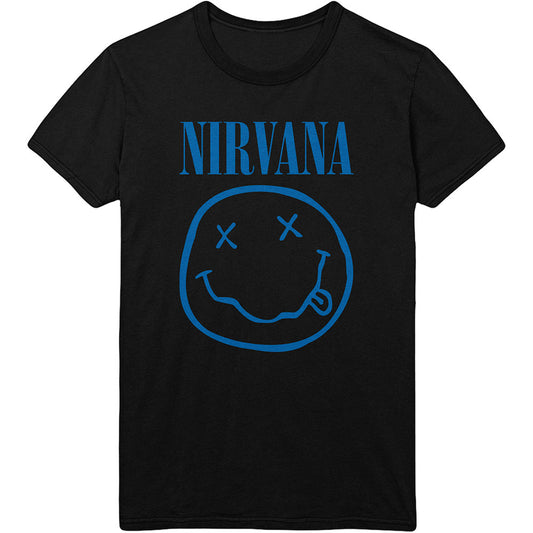 Nirvana Unisex T-Shirt: Blue Happy Face T-Shirt