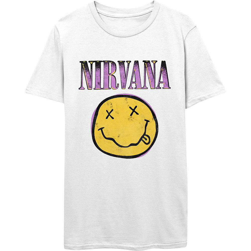 Nirvana Unisex T-Shirt: Xerox Happy Face Pink T-Shirt