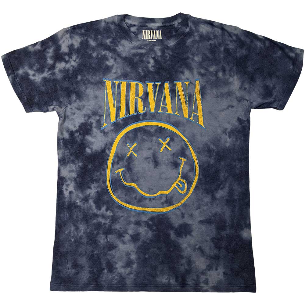 Nirvana Unisex T-Shirt: Happy Face Blue Stroke (Wash Collection) T-Shirt