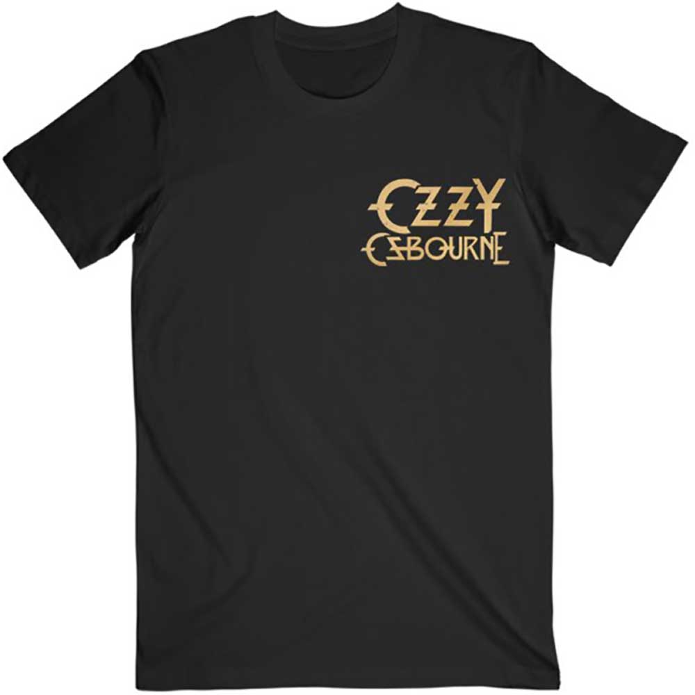 Ozzy Osbourne Unisex T-Shirt: Patient No. 9 Gold Logo (Back Print) T-Shirt