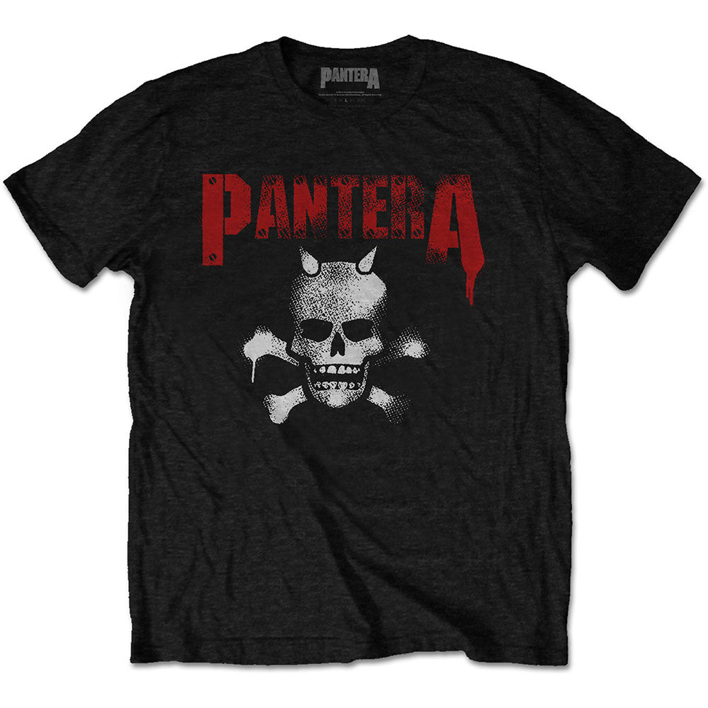 Pantera Unisex T-Shirt: Horned Skull Stencil (Back Print) T-Shirt
