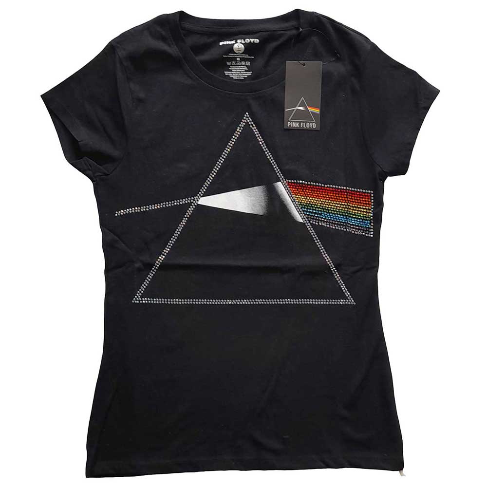 Pink Floyd Ladies Embellished T-Shirt: Dark Side of the Moon (Diamante) Embellished T-Shirt