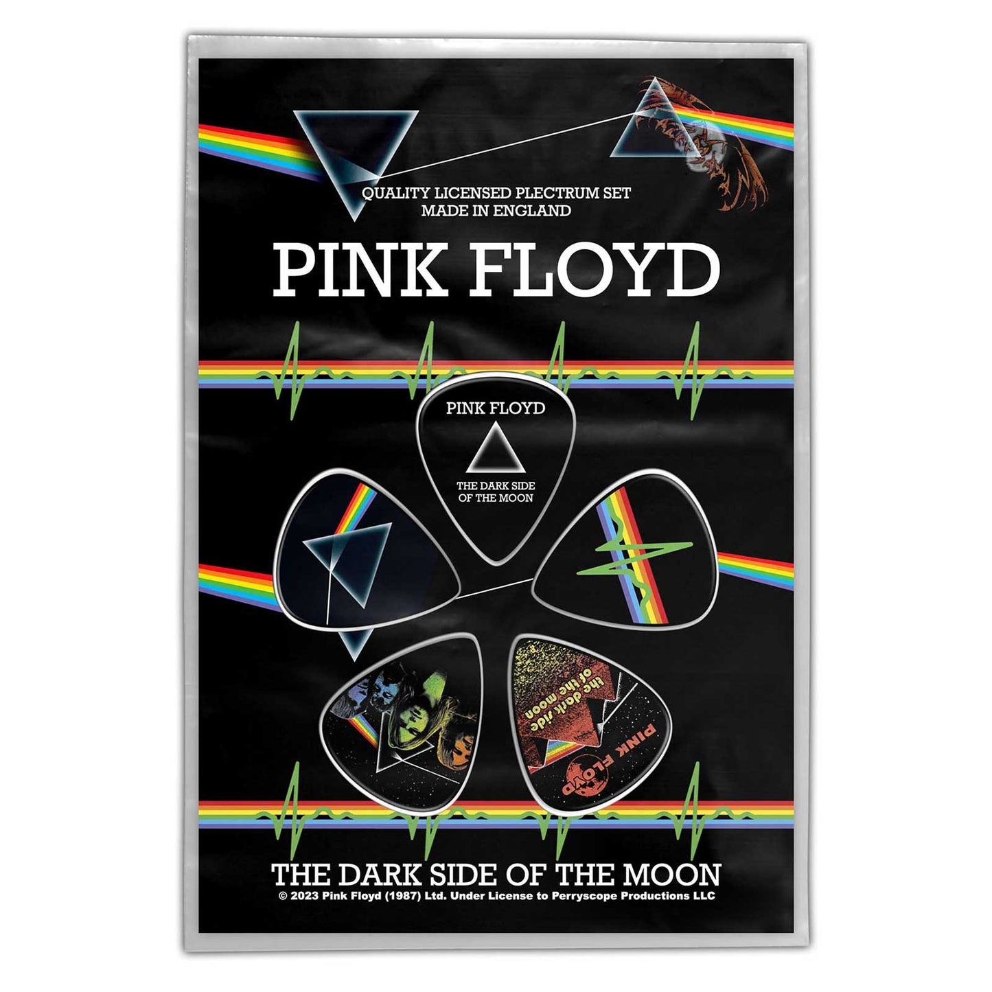 Een foto van een Plectrum Pack van Pink Floyd.