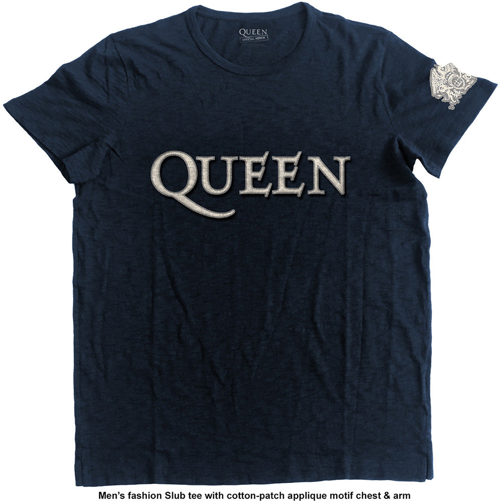 Queen Unisex T-Shirt: Logo & Crest (Applique) T-Shirt