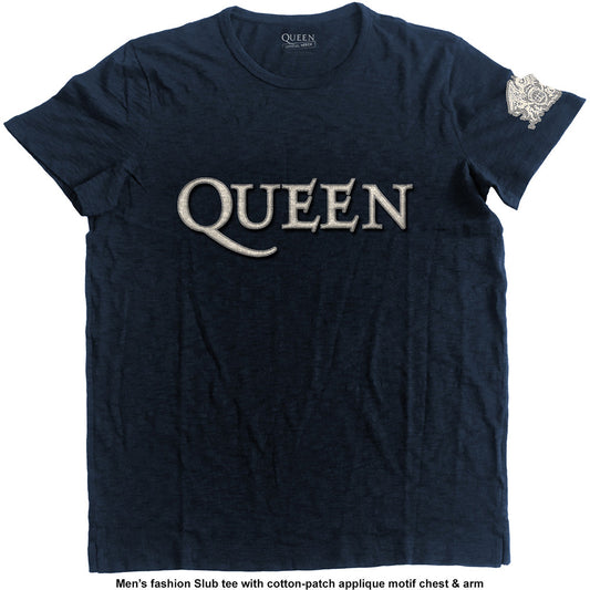 Queen Unisex T-Shirt: Logo & Crest (Applique) T-Shirt