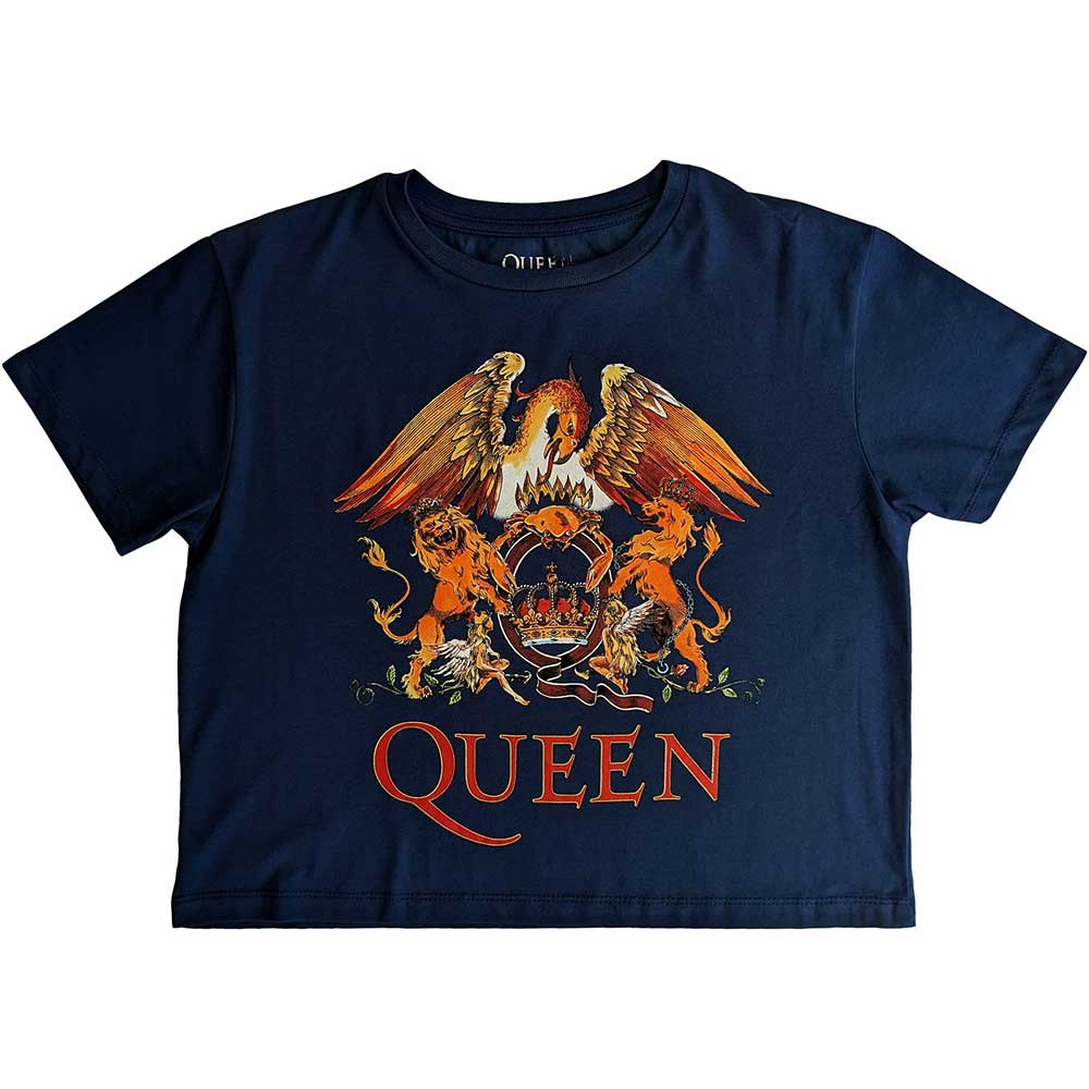 Queen Ladies Crop Top: Classic Crest Crop Top