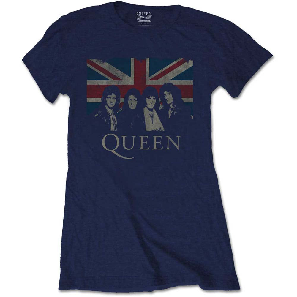 Queen Ladies T-Shirt: Vintage Union Jack T-Shirt