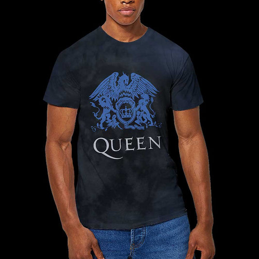 Queen Unisex T-Shirt: Blue Crest (Wash Collection) T-Shirt