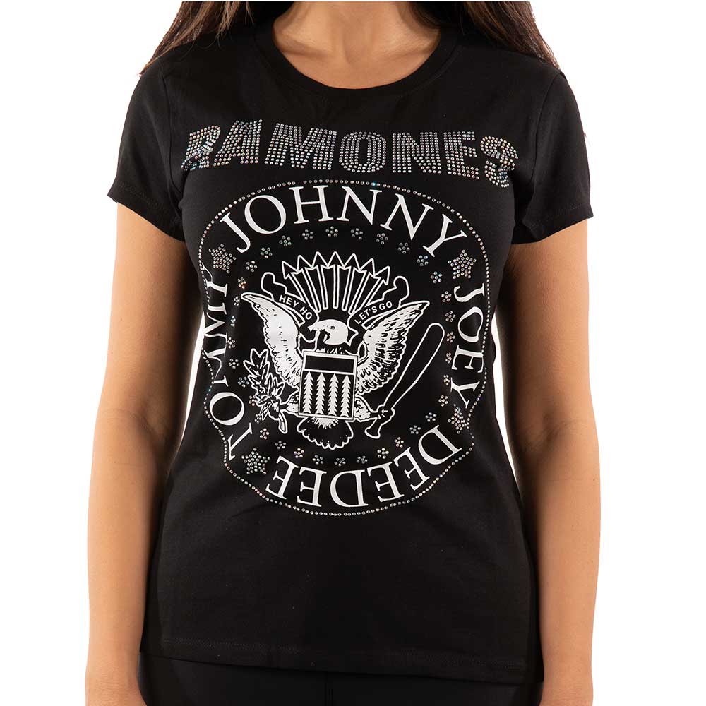 Ramones Ladies Embellished T-Shirt: Presidential Seal (Diamante) Embellished T-Shirt
