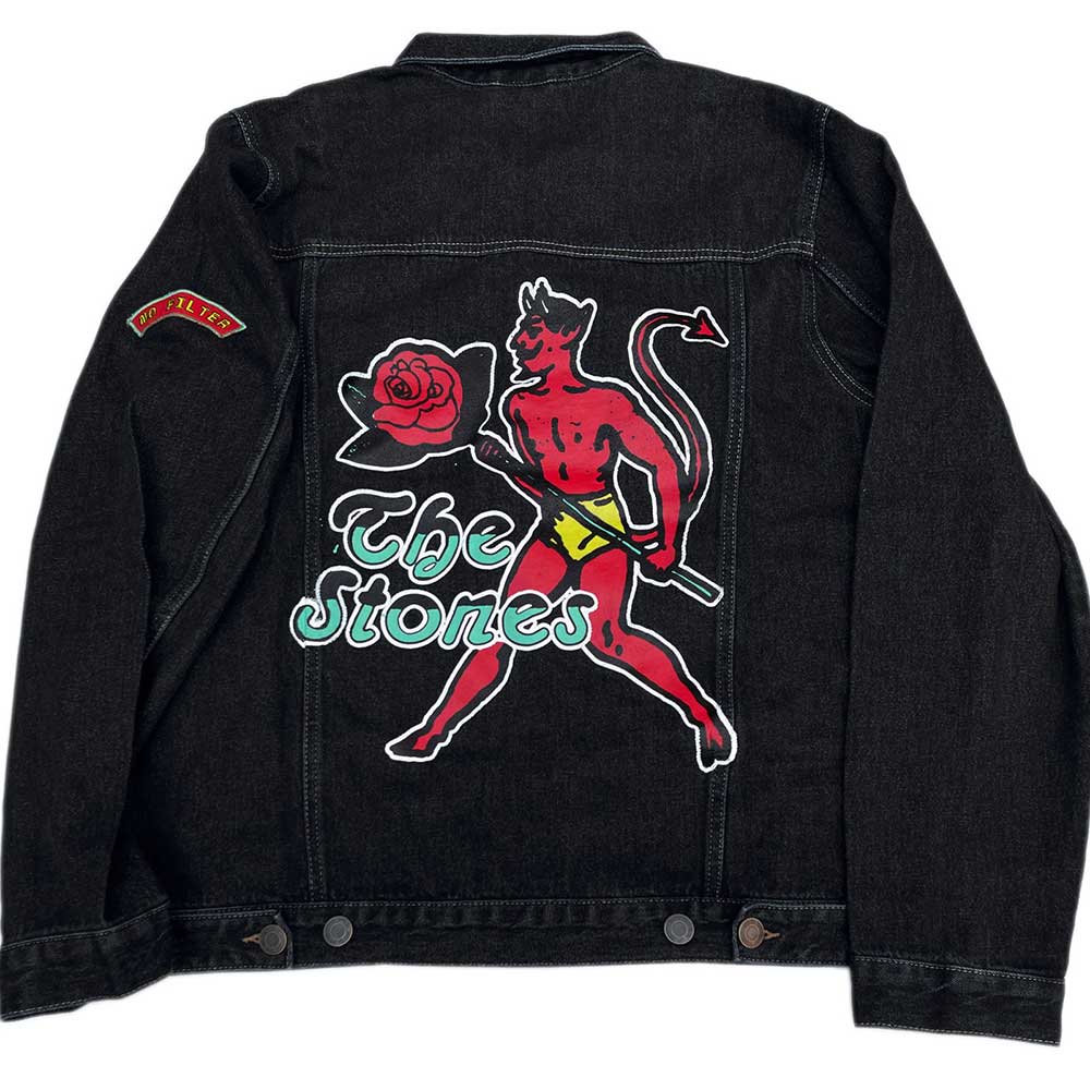 The Rolling Stones Unisex Denim Jacket: Sympathy (Back & Sleeve Print) Spijkerjas