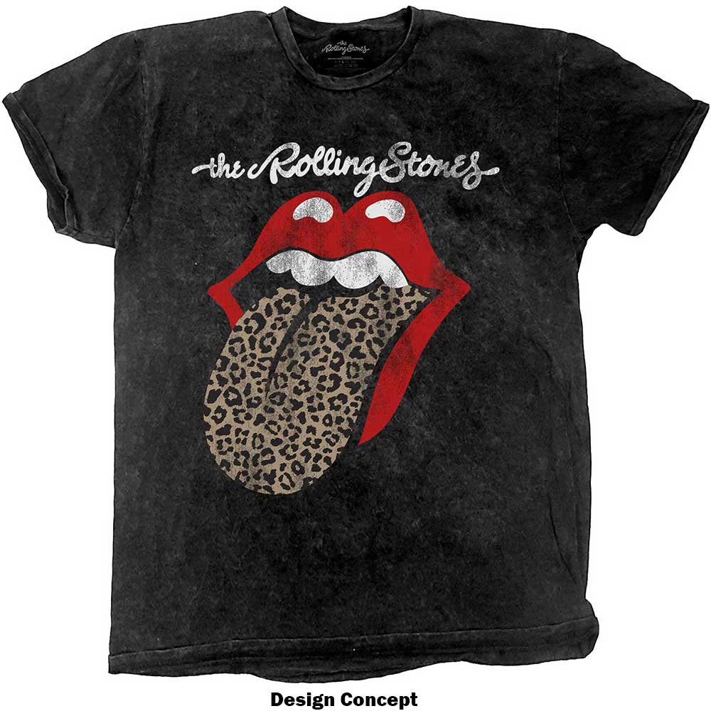The Rolling Stones Unisex T-Shirt: Leopard Tongue (Wash Collection) T-Shirt