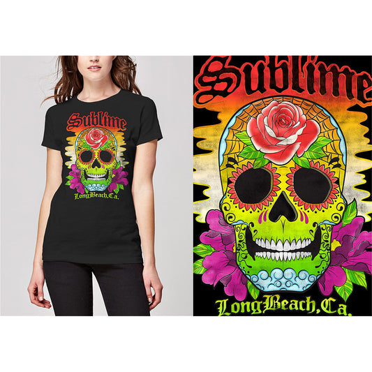 Sublime Ladies T-Shirt: Colour Skull T-Shirt
