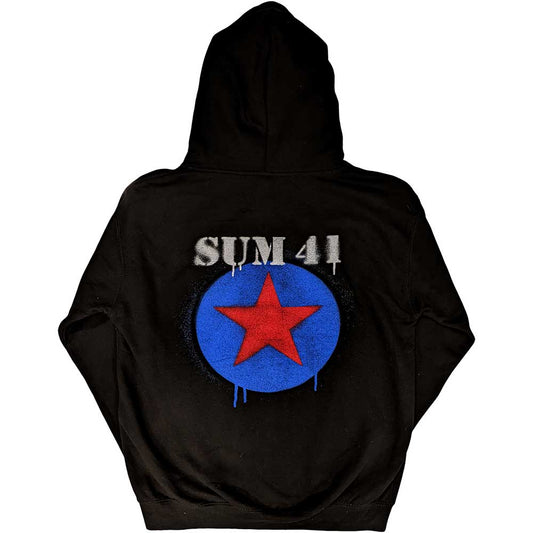 Sum 41 Unisex Zipped Hoodie: Star Logo (Back Print) (Ex-Tour) Ritshoodie