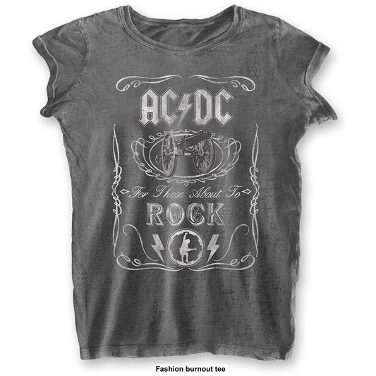 AC/DC Ladies T-Shirt: Cannon Swig (Burnout) T-Shirt