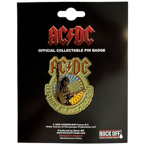 Een foto van een AC/DC Speld Badge