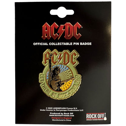 Een foto van een AC/DC Speld Badge