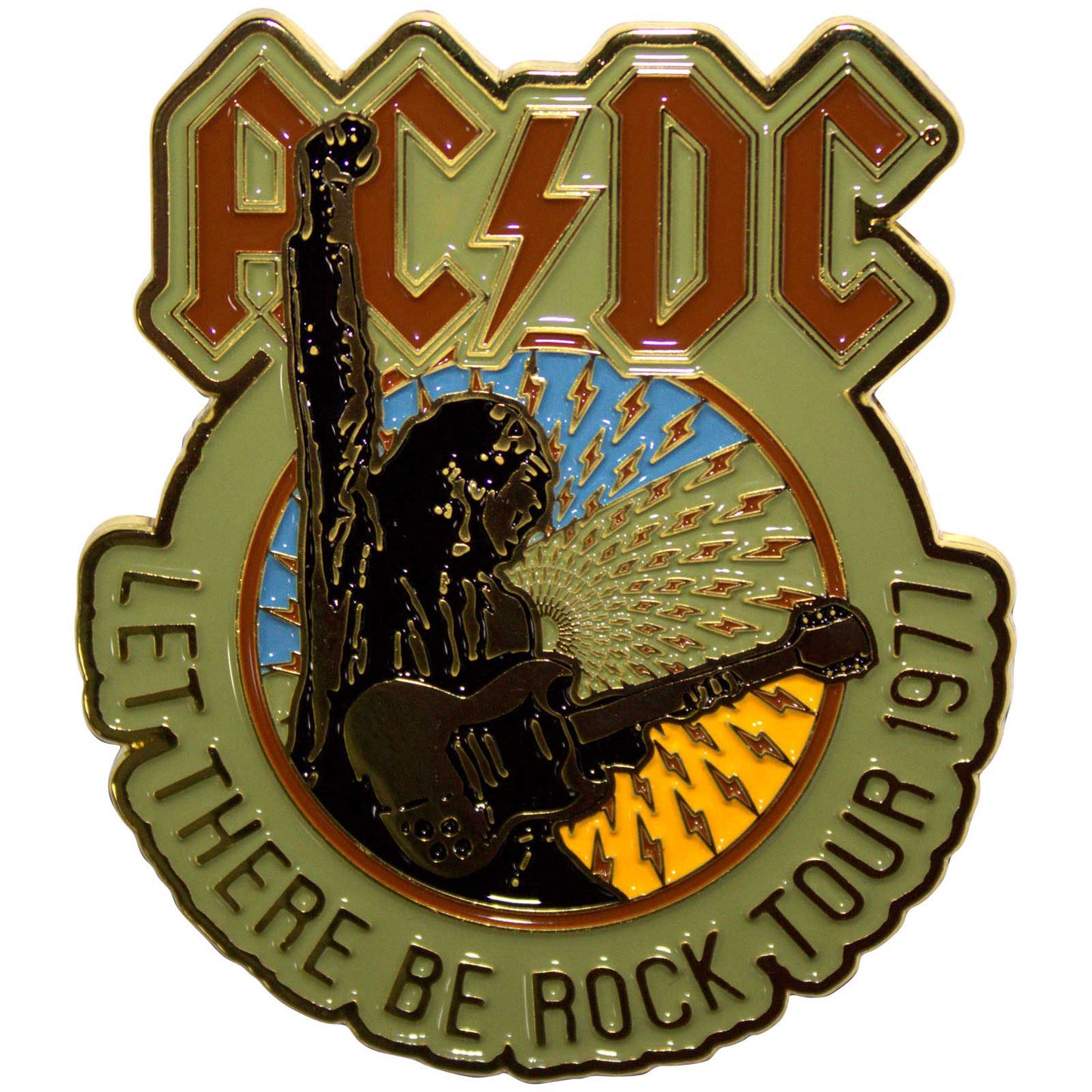 Een foto van een AC/DC Speld Badge