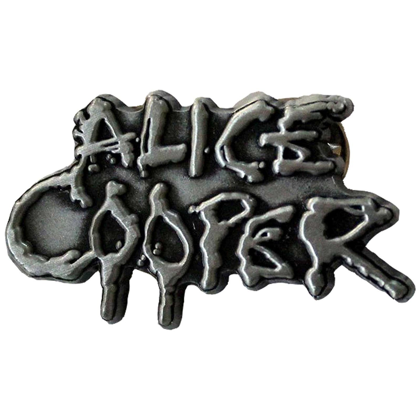 Een foto van een Alice Cooper Speld Badge