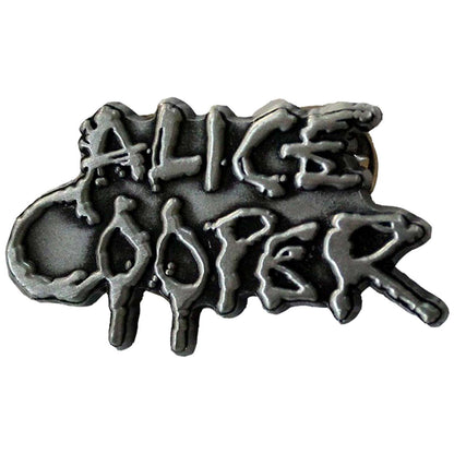 Een foto van een Alice Cooper Speld Badge