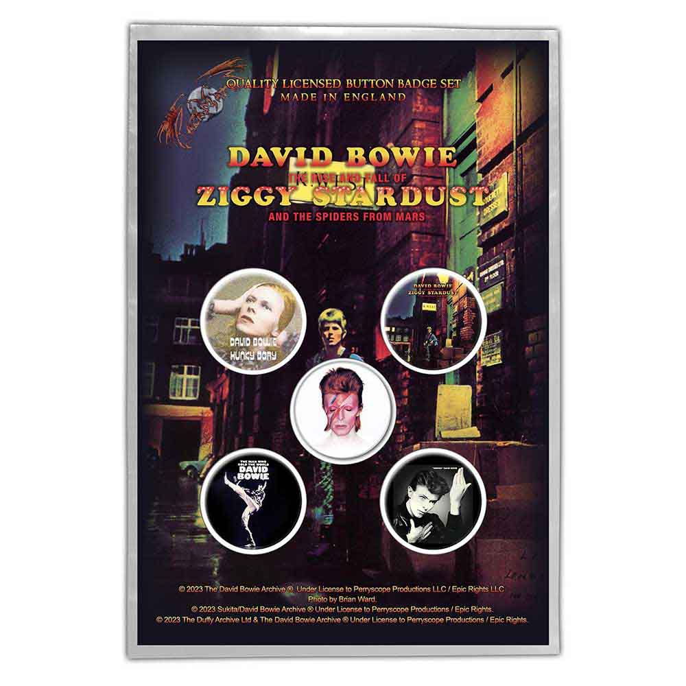 Een foto van een David Bowie Knop Badge Pakket