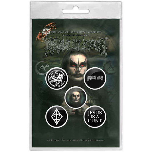 Een foto van een Cradle Of Filth Knop Badge Pakket