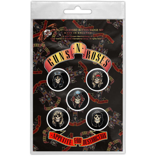 Een foto van een Guns N' Roses Knop Badge Pakket