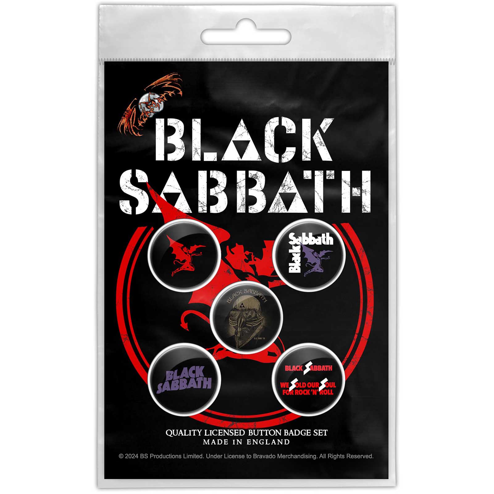 Een foto van een Black Sabbath Knop Badge Pakket
