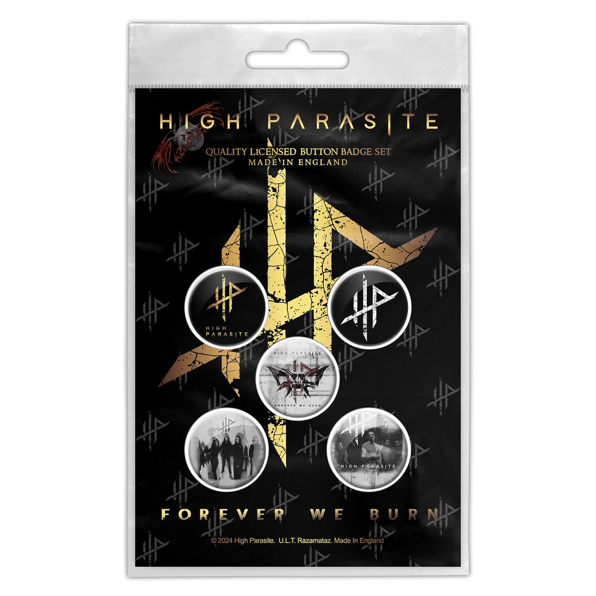 Een foto van een High Parasite Knop Badge Pakket