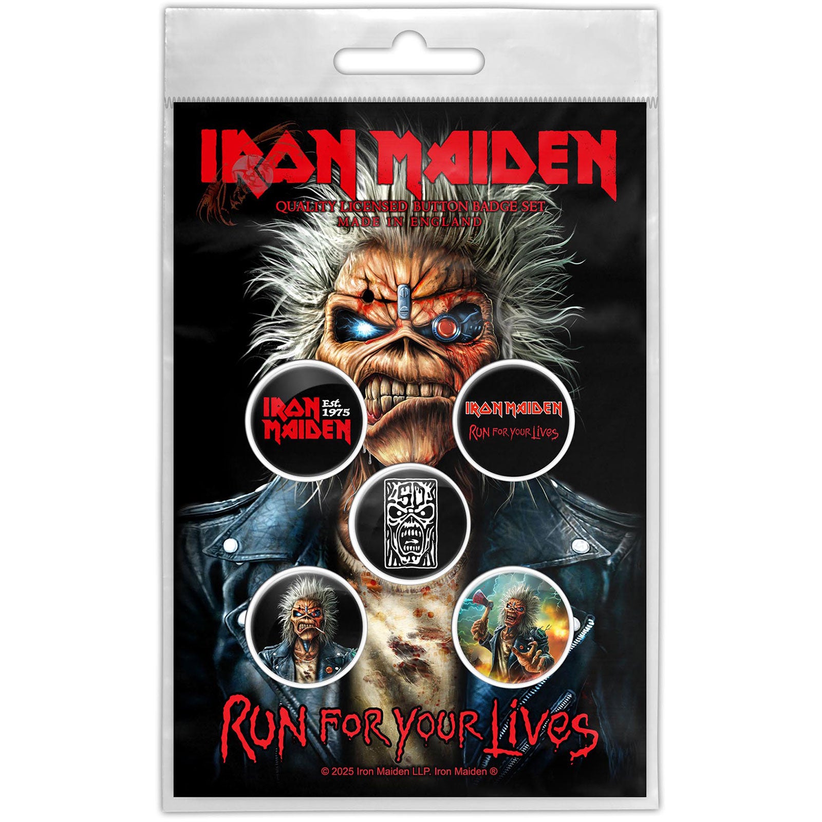 Een foto van een Iron Maiden Speld Badge