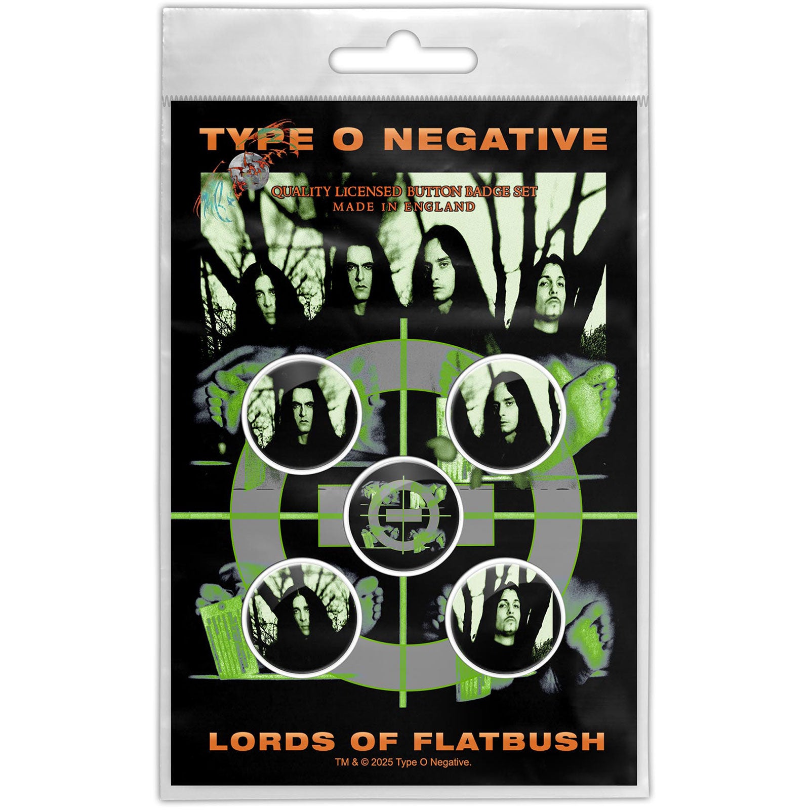 Een foto van een Type O Negative Speld Badge