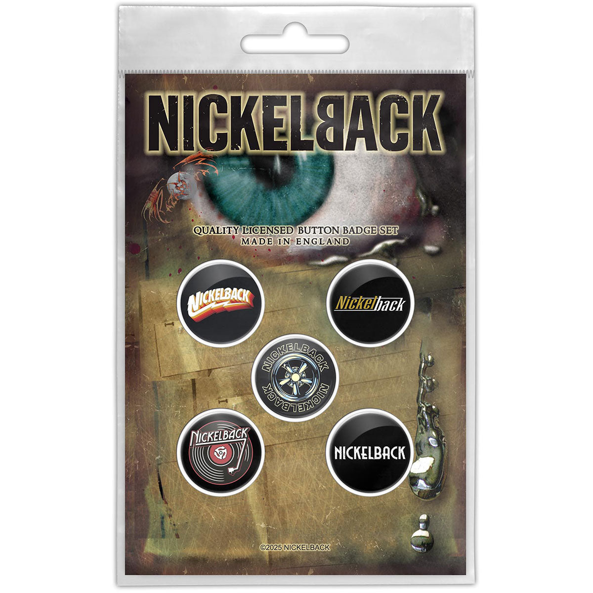 Een foto van een Nickelback Speld Badge
