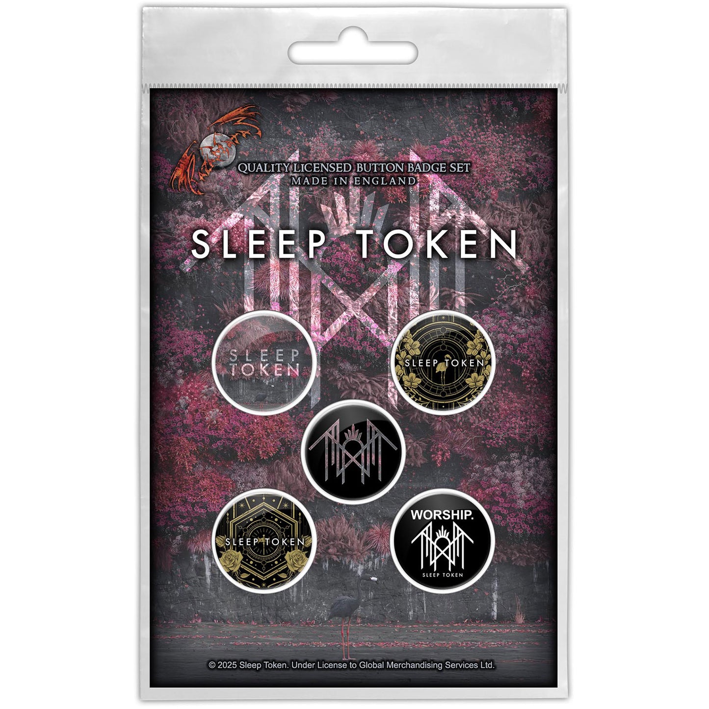 Een foto van een Sleep Token Speld Badge